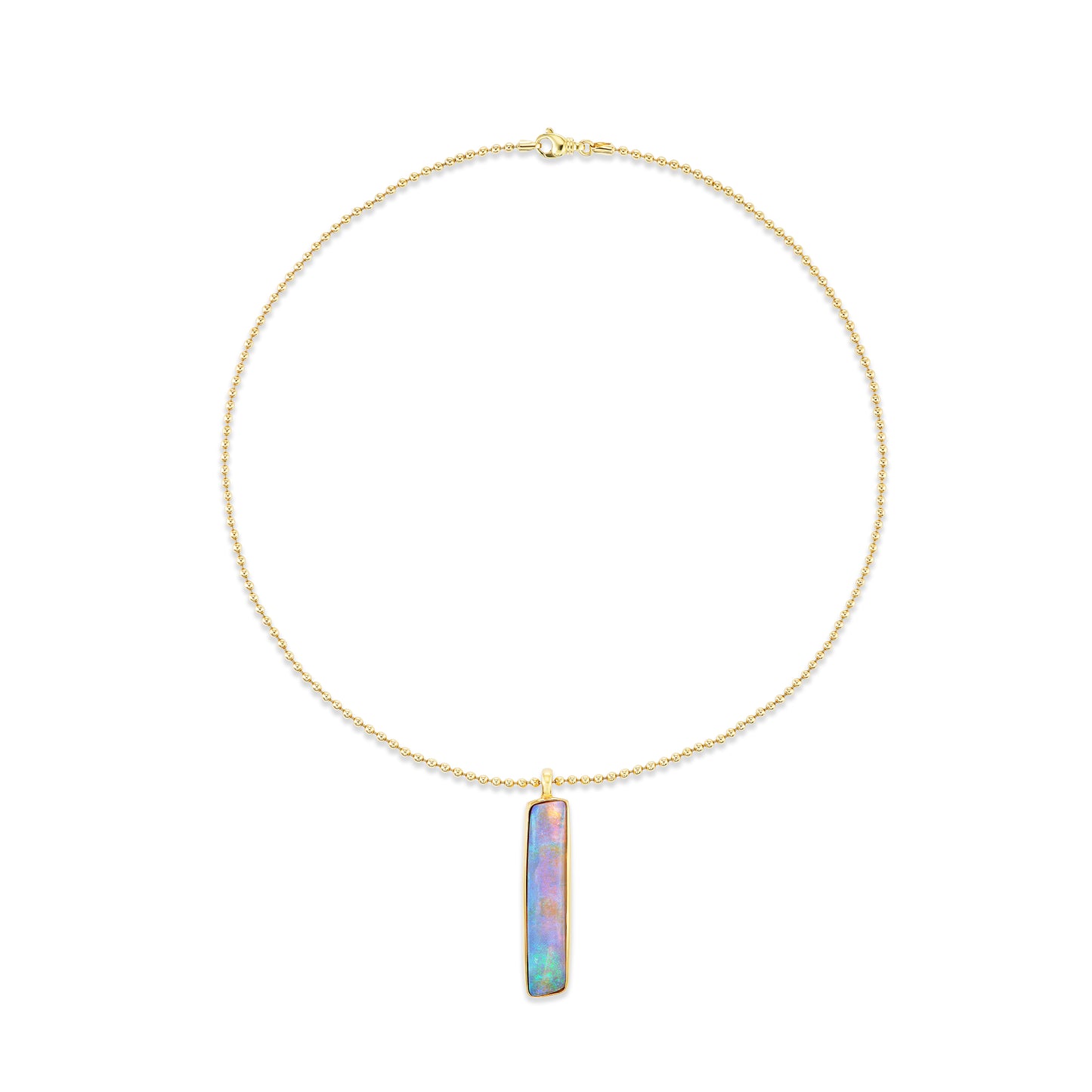 29 Carat Opal in 22K Bezel 18K Yellow Gold Ball 18” Chain