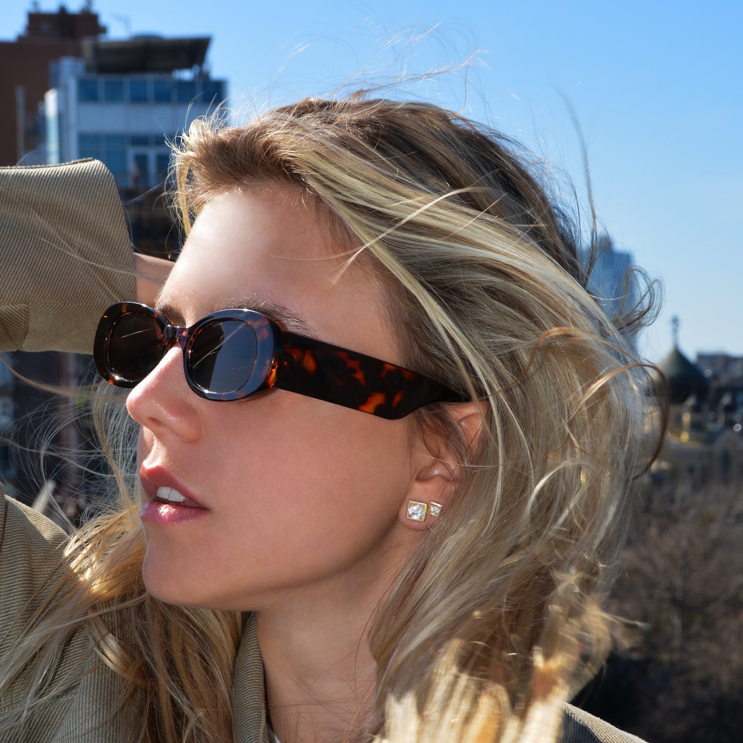 Upside Down Diamond SQUARE Studs Medium (Pair)