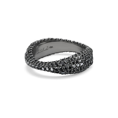 Wave Black Diamond Pavé Ring