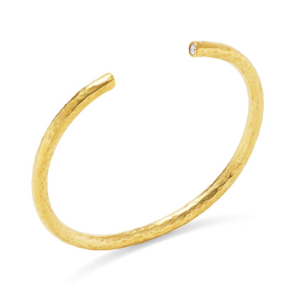 Yellow Gold Hammered Diamond Cuff