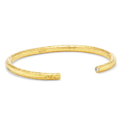 Yellow Gold Hammered Diamond Cuff