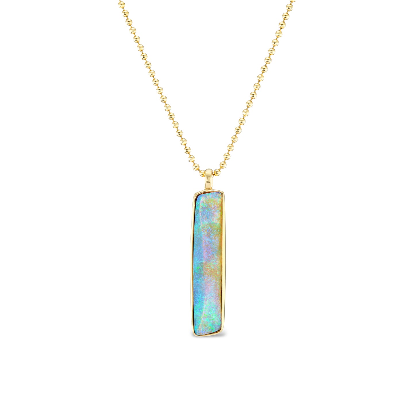 29 Carat Opal in 22K Bezel 18K Yellow Gold Ball 18” Chain