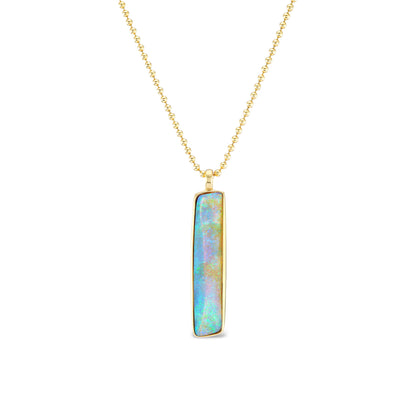 29 Carat Opal in 22K Bezel 18K Yellow Gold Ball 18” Chain