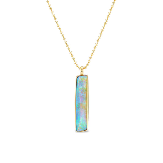 29 Carat Opal in 22K Bezel 18K Yellow Gold Ball 18” Chain