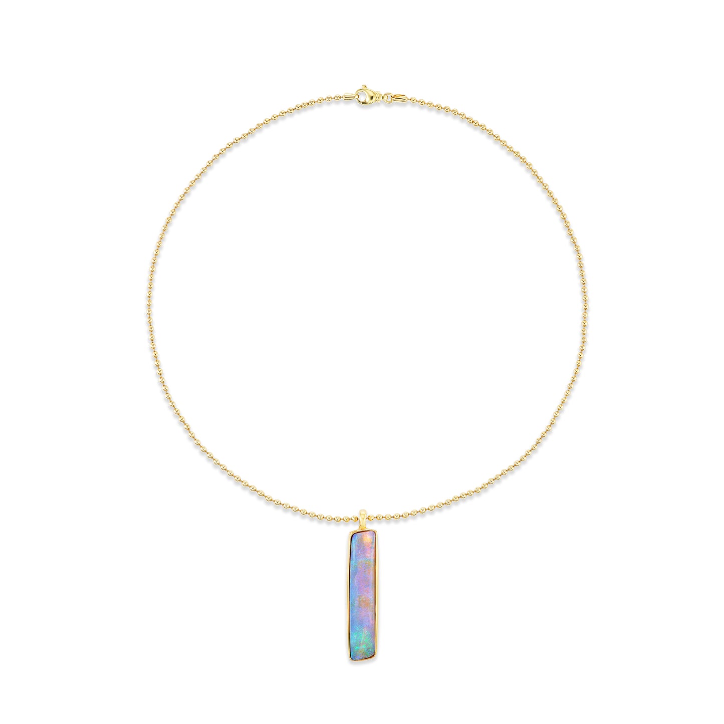 29 Carat Opal in 22K Bezel 18K Yellow Gold Ball 18” Chain