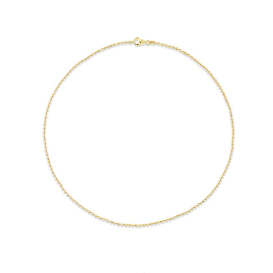 18K Yellow Gold Bead 18" Chain