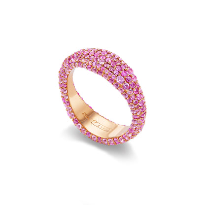 Pink Saphire Wave Pavé Ring