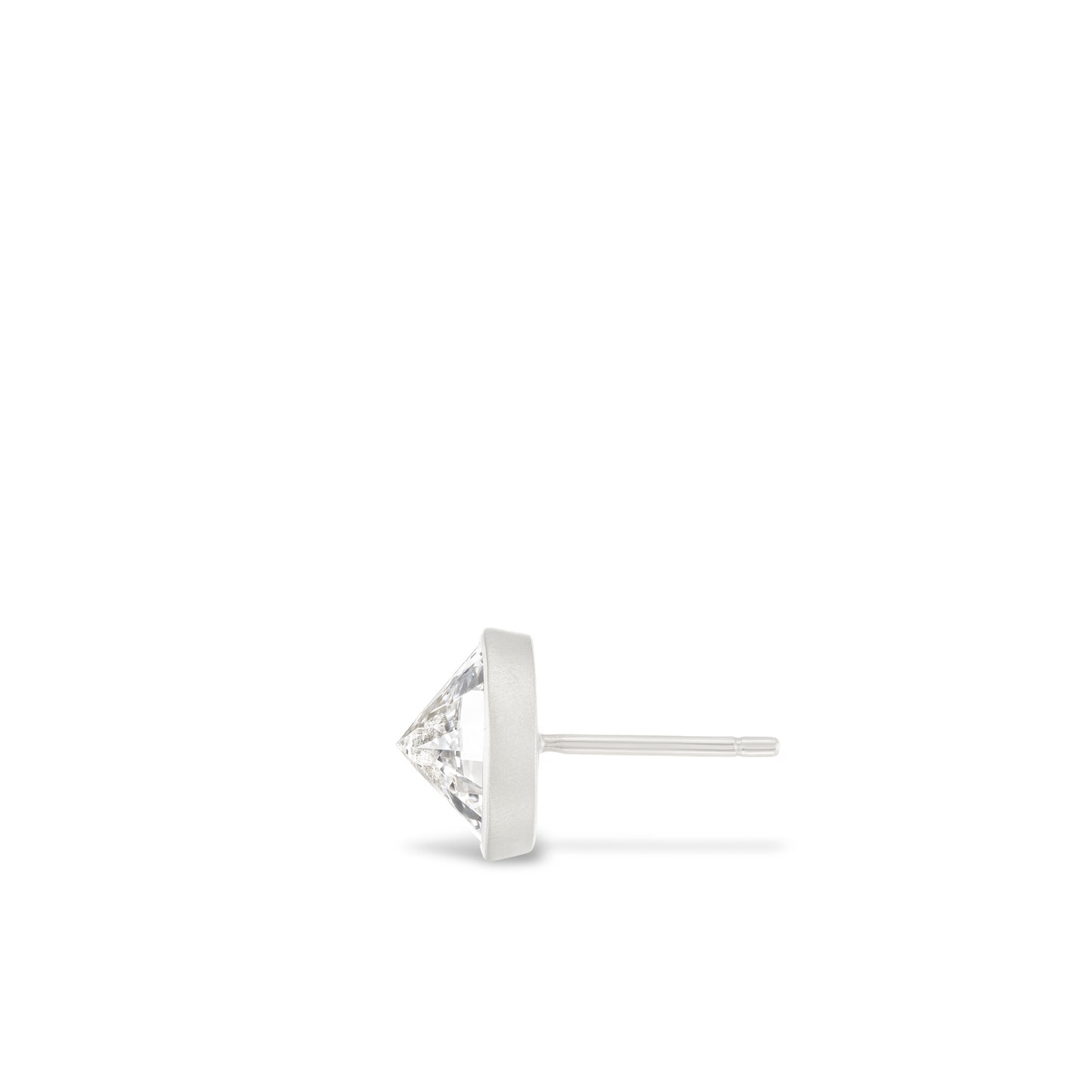 Single Upside Down WHITE GOLD ROUND Diamond Stud (3 sizes)