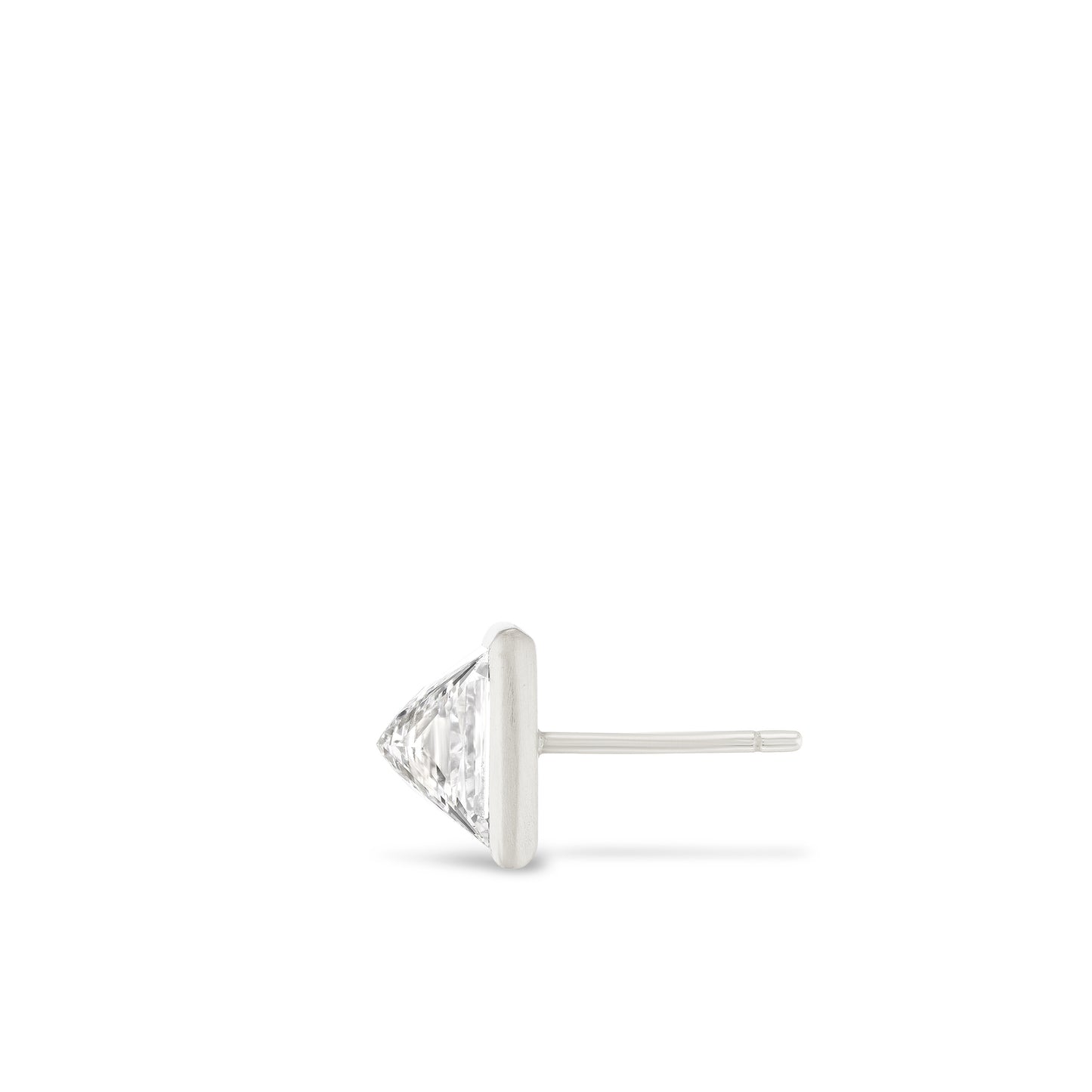 Single Upside Down WHITE GOLD SQUARE Diamond Stud (3 sizes)