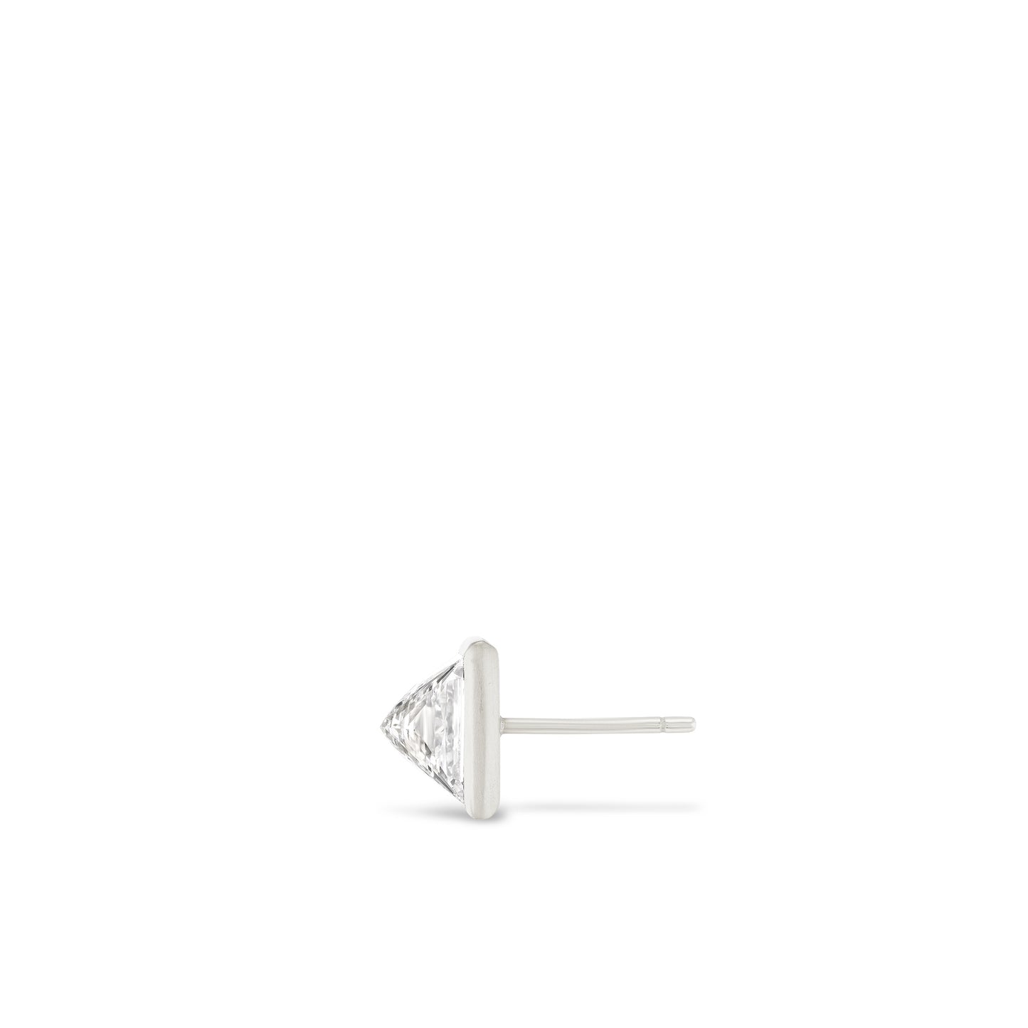 Single Upside Down WHITE GOLD SQUARE Diamond Stud (3 sizes)