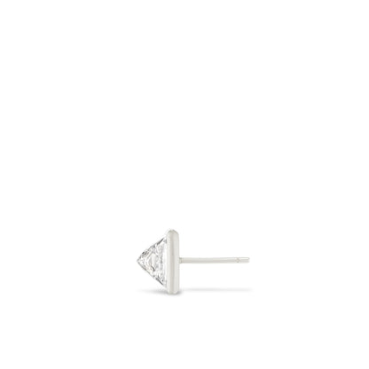 Single Upside Down WHITE GOLD SQUARE Diamond Stud (3 sizes)