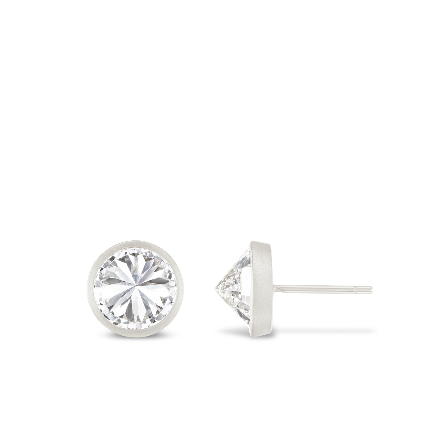 Upside Down Diamond WHITE GOLD ROUND Studs Large (Pair)