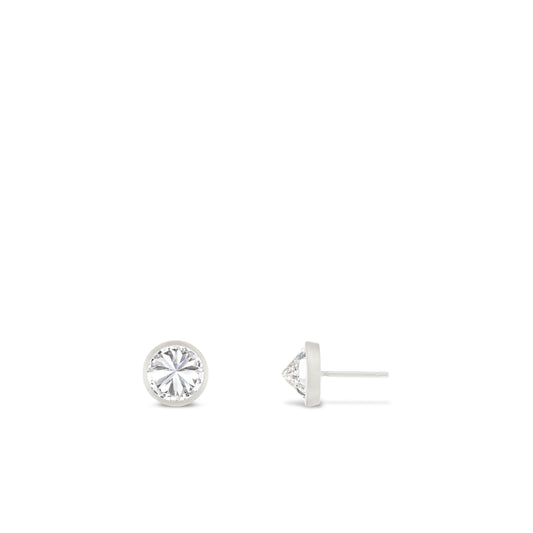 Upside Down Diamond WHITE GOLD ROUND Studs Small (Pair)