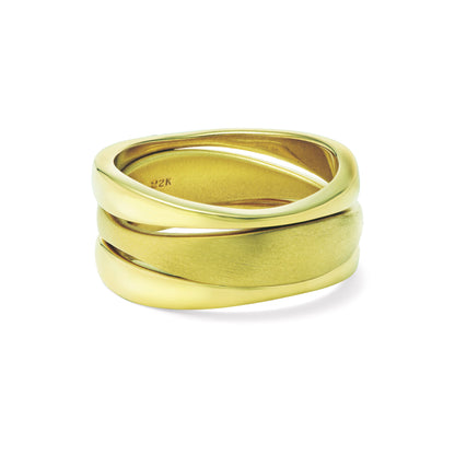 Wave Ring 18K Green Gold (set of 3)