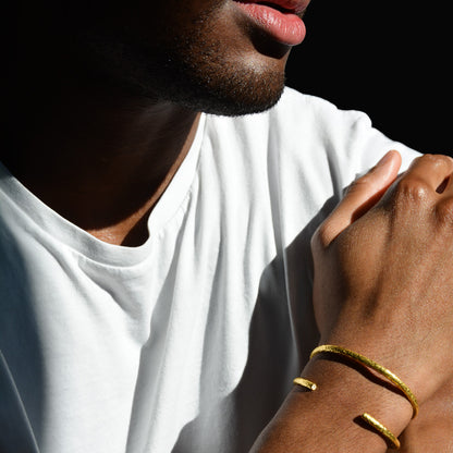 Yellow Gold Hammered Diamond Cuff