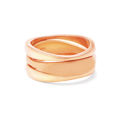 Wave Ring 18K Rose Gold (set of 3)