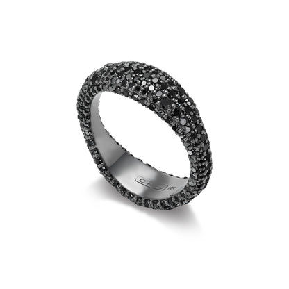 Wave Black Diamond Pavé Ring