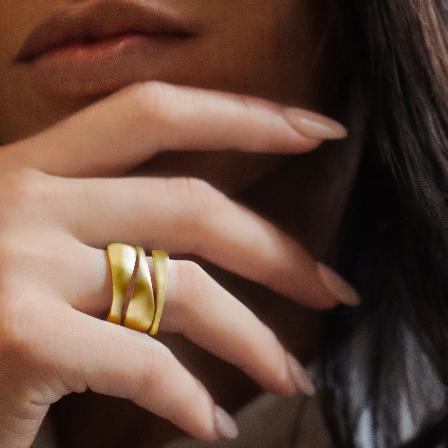 Wave Ring 22K Yellow Gold (set of 3)